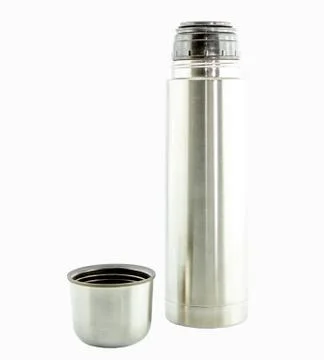 Metal thermo flask isolate on white background Stock-Fotos