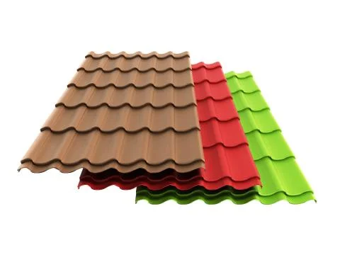 Metal tile sheets 3d render isolated on white Stock Illustration