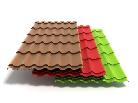 Metal tile sheets 3d render isolated on white background Stock Illustration