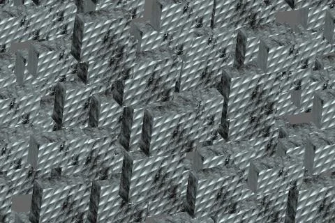 Metal Tiles Seamless Pattern, 3D Illustration Background Illustrazione stock