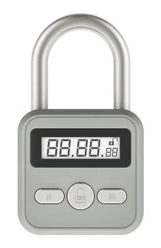 Metal Timer Padlock, smart lock metal timing. 3D rendering Stock Illustration