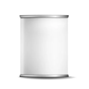 Metal Tin Box Can Vector. 3d Realistic Empty Packaging Container. For Baby Stock Illustration