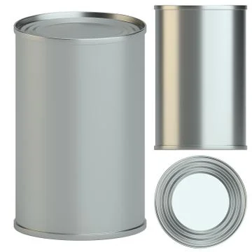 Metal tin can: side, top and perspective view イラスト素材