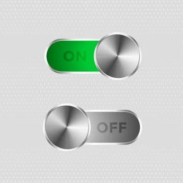 Metal toggle switch on and off button Stock Illustration