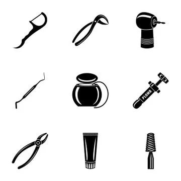Metal tool icons set, simple style Stock Illustration