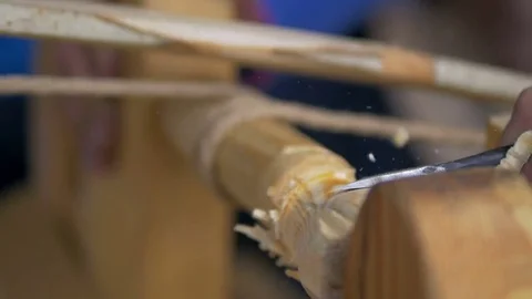 Metal tool sharpens a tree Stock Footage 82403488