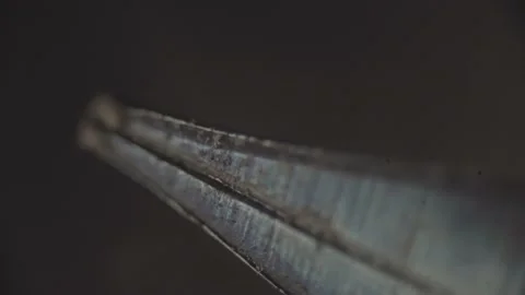 Metal Tool Under Microscope 4K Super Magnification Stock Footage 238385236