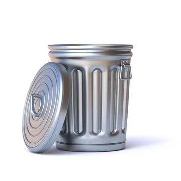Metal trash bin Opened 3D Illustration