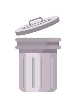 Metal Trash Can Container with Open Lid Stock Illustration