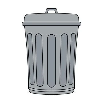 Metal Trash Can with Lid Vector Illustration Stock Illustration