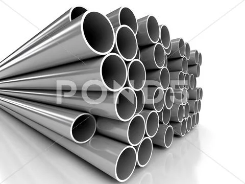 Metal tubes over white background Stock Illustration