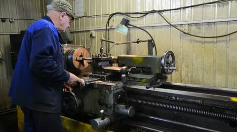 Metal turner at work place Stock Footage 12663478