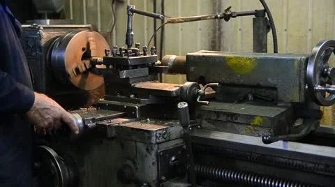 Metal turner at the work place Stock Footage 12663846