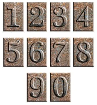 Metal type numbers isolated Stock Illustration