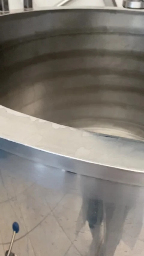Metal vat for making cheeses and blanks on the farm, production Stock Footage 322008073