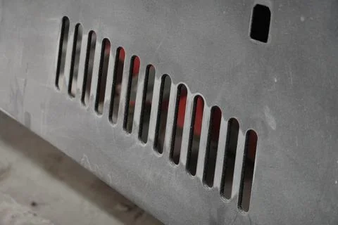 Metal Vent Panel Closeup Angle Industrial Gray Fotos de archivo