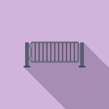 Metal wall gate icon flat vector. Automatic security Stock Illustration
