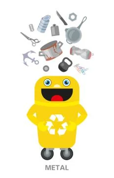 Metal waste old . Trash sorting theme. Garbage recycling. Flat design for Stock Illustration