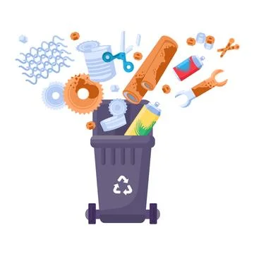 Metal Waste Recycling Cartoon Solid Container Stock Illustration