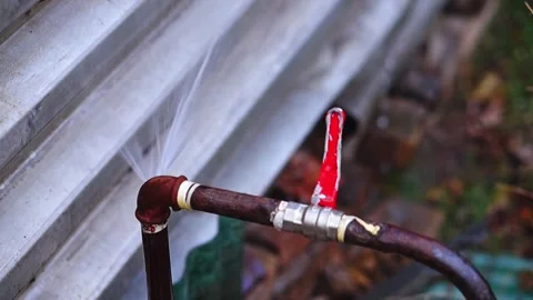 Metal water pipe with rust, connected to corner threaded spur with polymer .. Stock Footage 311016458