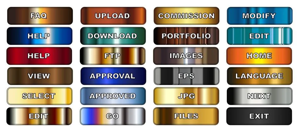 Metal Web Buttons 스톡 일러스트