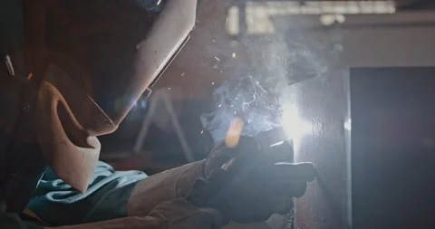 Metal welder welding in workshop Stock Footage 254931479