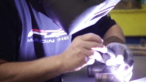 Metal welding a pipe Stock Footage 82441987