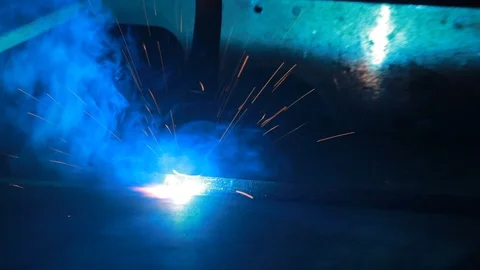 Metal welding robot Stock Footage 93315940