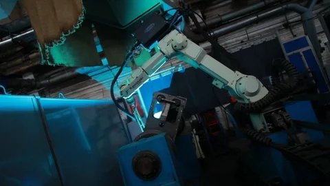 Metal welding robot Stock Footage 93315984