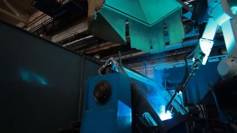 Metal welding robot Stock Footage 93316003