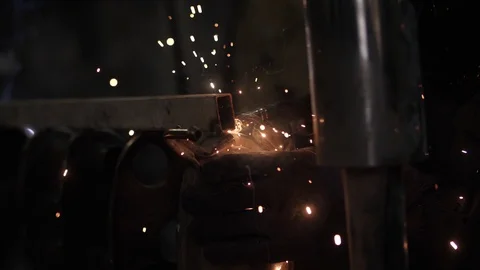Metal welding. Semi-automatic welding. Welder. Car tuning. Car repair Stock Footage 127417204