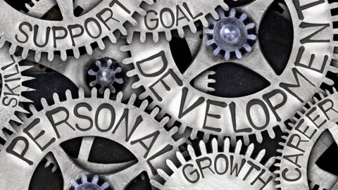 Metal Wheels with Personal Development Concept Stock Footage 171174912