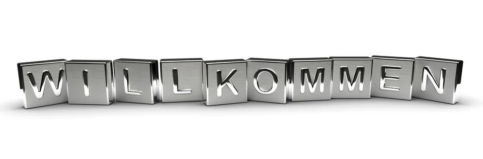 Metal Willkommen Text Stock Illustration