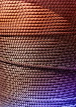Metal wire roll close-up. Pattern of cables. Stock Photos