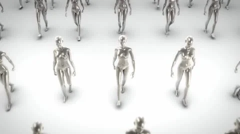 Metal women walking Stock Footage 8960153