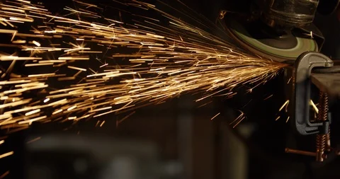 Metal work shop angle grinder sparks Video stock 120454609