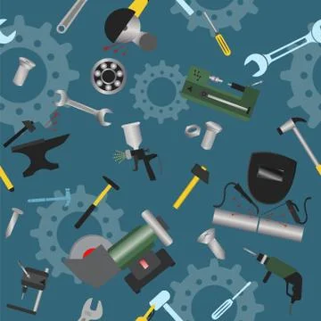 Metal work tools background. Seamless, pattern Stock Illustration