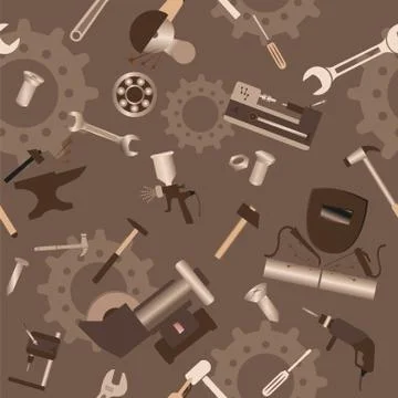 Metal work tools background. Seamless, pattern Stock Illustration