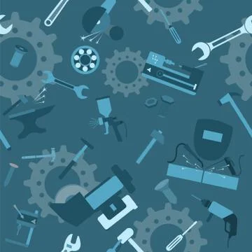 Metal work tools background. Seamless, pattern Stock Illustration
