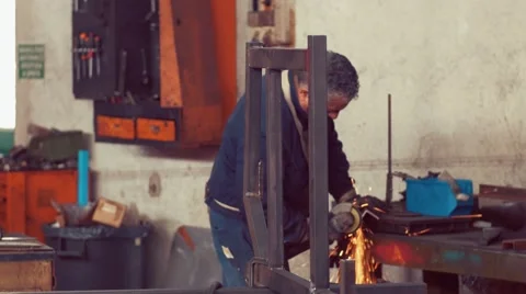 Metal Worker Working in factory Stock Footage 61165072
