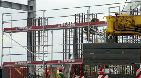 Metal workers at construction site Stock Footage 51352031