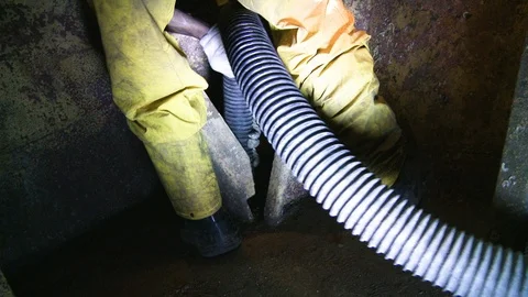 Metal workers laborers in ship prepping area for welding and construction 3 Stock Footage 123724804