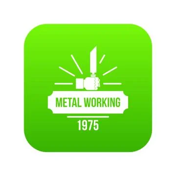 Metal working icon green vector Stock Illustration