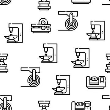 Metal Working Industry Vector Seamless Pattern Stock Illustration