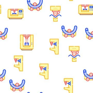 Metal Working Industry Vector Seamless Pattern Stock Illustration