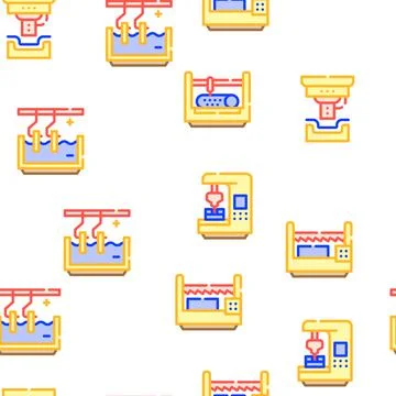 Metal Working Industry Vector Seamless Pattern Stock Illustration