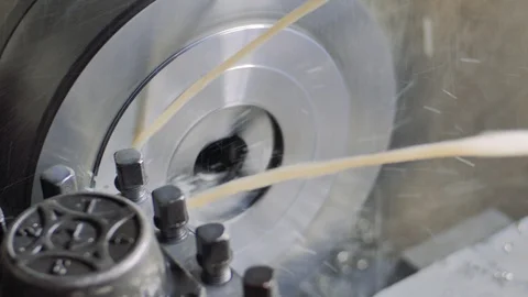 Metal working lathe a in factory. Machining process at workshop for repair Видео 91069342