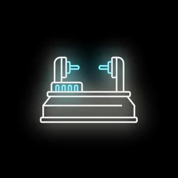 Metal working machine tool neon line icon Stock Illustration