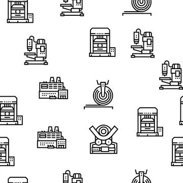 Metal Working Machine Vector Seamless Pattern Stockillustratie