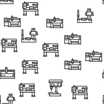 Metal Working Machine Vector Seamless Pattern Illustrazione stock